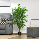 HOMCOM 4.5' Artificial Ficus Tree with Realistic Leaves for Indoor - Green-756 leaves and vibrant green colouring for a realistic look 
