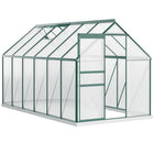 Outsunny 6' x 12' x 6.5' Polycarbonate Greenhouse - Green- Spacious 6' x 12' x 6.5' greenhouse for growing flowers, vegetables, and fruits
 
