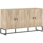 HOMCOM Modern 55.3" L Sideboard - Oak-Chevron pattern on four doors adds a striking visual appeal