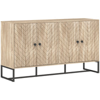 HOMCOM Modern 55.3" L Sideboard - Oak-Chevron pattern on four doors adds a striking visual appeal
