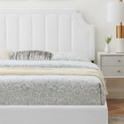 Modway Sienna Performance Velvet Full Platform Bed with Wood Legs and Gold Sleeves - White-Wood Slat Support System