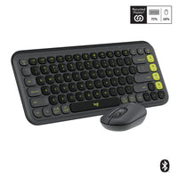 Logitech Pop Icon Bluetooth Keyboard & Mouse Combo - Graphite/Lime-Start With a POP: Stand out with this stylish Bluetooth Keyboard & Mouse Combo that's bold in design, compact, and comes with customizable Action Keys and Buttons so you can own your space
