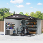 Outsunny 9' x 11' Garden Storage Shed with Foundation Kit-Sloped roof prevents moisture and rain from pooling
