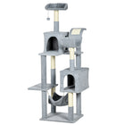 PawHut 70" Cat Tree Tower with Condo and Hammock - Bluish Grey-A hammock, a top bed, two condos and multiple perches for pets to climb and rest 
