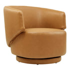 Modway Celestia Vegan Leather Fabric and Wood Swivel Chair - Tan-Swivel Accent Chair