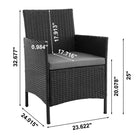 Manhattan Comfort Imperia Modern Patio 2-Person Seating Group 3-Piece Set with End Table - Grey-End Table Includes Removeable Tempered 5MM Glass