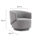 Modway Celestia Boucle Fabric Swivel Chair - Light Grey-Boucle Fabric Upholstery