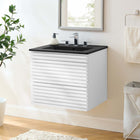 Modway Render 24" Wall-Mount Bathroom Vanity - White/Black-Walnut Grain Vanity