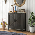 HOMCOM 31.5" L Farmhouse Kitchen Storage Cabinet - Black-Assembly is required