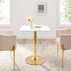Modway Verne 28" Square Dining Table - Gold White-MDF Tabletop