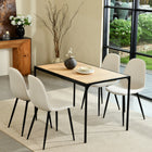 Homy Casa Charlton Upholstered Dining Chair - Ivory Beige Fabric  with Black Metal Legs - 4 Pack-Perfect Seat Height: 18.1" seat height, ideal for most standard dining tables.