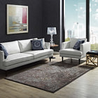 Modway Westia Ornate Turkish Vintage Area Rug - 5 ft W x 8 ft L - Dark Brown/Silver Blue-Tight Low Pile Weave