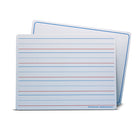 Flipside Products Dry Erase Learning Mat - Two-Sided Red & Blue Ruled/Plain - 9" x 12" - 48 Pack-Plastic coating with bold red and blue ruled graph on one side and a plain thin blue border on the other
