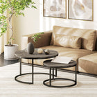 HOMCOM 31" Round Nesting Tables with Faux Marbled Top - Grey - 2 Pack-Quality MDF board and steel frame for high stability and long durability
