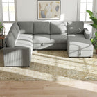 HOMCOM U-Shaped Pull Out Sleeper Sofa Bed with Chaise Storage - Grey-Velvet-feel fabric is soft and anti-pilling