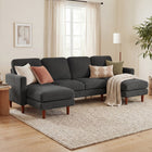 HOMCOM U-Shaped Sectional Couch with Double Chaise - Dark Grey-Solid wood frame ensures long-lasting stability and durability  