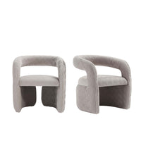 Manhattan Comfort Corvette 28.7" Mid-Century Modern Velvet Upholstered Dining Chairs - Dove - Set of 2-Mid-Century Modern Dining Chairs Perfect for Dining Room Use. Set of 2