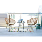 Manhattan Comfort Antibes Modern Patio 2-Person Seating Group 3-Piece Set with End Table - Tan/Cream-End Table Measures: 20.47" Diameter, 21.26" Height