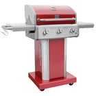 Kenmore 3 Burner Pedestal Gas Grill - Red-24” x 17” Porcelain Coated Firebox.