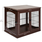 PawHut 26" Wooden Pet Crate Kennel with Double Door Entrance - Brown-Made of P2 grade MDF wood material 