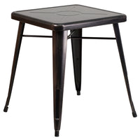 Flash Furniture 24'' Square Metal Indoor/Outdoor Table, Black/Antique Gold (CH3133029BQ)-Black, Antique Gold/Metal, Rubber