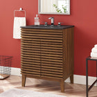Modway Render 24" Bathroom Vanity - Walnut/Black-Adjustable Storage Shelf