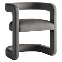 Modway Winslow Barrel Performance Velvet Dining Chair - Storm Grey-Barrel Dining Chair