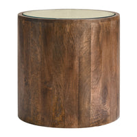 Modway Truett Round Wood Rattan Side Table - Walnut-Solid Wood Construction