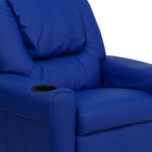 Flash Furniture Contemporary Blue Vinyl Kids Recliner with Cup Holder & Headrest-Solid Hardwood Frame