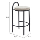 Zuo Sisal Counter Stool - Beige Tweed - Set of 2-8