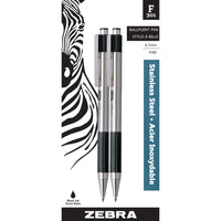 Zebra F-301 Retractable Ballpoint Pen - 0.7mm - Black - 2 Pack-Features a sturdy metal barrel and clip for a sleek and professional look