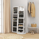 HOMCOM Jewelry Cabinet with Full Length Mirror - 21.7" L x 21.7" W x 62.4" H - White-Extra-large storage holds rings, earrings, necklaces, bracelets, cosmetics and even handbags neatly 
