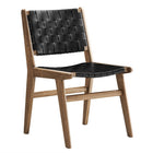 Modway - Saoirse Cuir Fauteuil d’accompagnement en bois Ensemble de 2 - Noir noyer-7