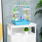 PawHut Hamster Cage 5-Level with Tunnel Tube System - Light Blue-Steel wire for good ventilation and two top handles for easy grip