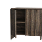 Manhattan Comfort Novara 60" Contemporary 4-Door Sideboard - Jacobean Walnut-Textured Drawer Fronts: Vertical fluted detailing adds visual interest and a refined, modern look
