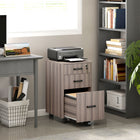 HOMCOM 3-Drawer Letter/A4 Filing Cabinet with Hanging Bars - Grey-Hanging bars in big drawer for letter or A4-sized files
