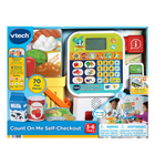 VTech Count On Me Self-Checkout -Intended for ages 3-6 years; requires 3 AA batteries; batteries included for demo purposes only; new batteries recommended for regular use