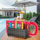 Outsunny Rolling Pool Storage for Floats - Grey-Made with a powder-coated steel frame and hand woven PE wicker, making it suitable for outdoor use   