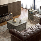 HOMCOM Coffee Table with Flip Top Hidden Storage - Distressed Grey-A hidden storage space under the top to store many daily essentials