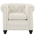 Modway Earl Upholstered Fabric Armchair - Beige-Solid Rubberwood Legs