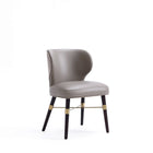 Manhattan Comfort Strine 21.65" Modern Velvet and Leatherette Upholstered Dining Chair - Dark Taupe-Elegant Modern Dining Chair Perfect for Dining and Accent Living Room Use