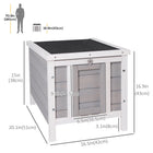 PawHut 17" Wooden Rabbit Hutch with Run and Tray - Grey-Unique hinged roof for easy cleaning, opening and closing freely 