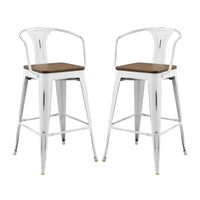Modway Promenade Bar Stool - White - Set of 2-Cafe and Bistro Style Bar Stool