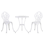 Outsunny 3-Piece Balcony Patio Bistro Set - White-3-piece bistro set: 1 round table and 2 chairs 