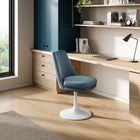 Modway Lippa Swivel Dining Performance Velvet Side Chair - White Cadet Blue-360º Swivel Capability