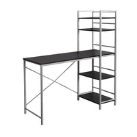 Monarch Specialties 7166 48" Computer Desk - Espresso Top/Silver Metal-This compact and modern 48"l computer desk with side storage in a dark brown laminate finish is the perfect space saving solution for a contemporary home office.