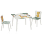 Qaba 3-Piece Kids Table & Chair Set for Boys & Girls Aged 3-8 - Green-3-piece set with table and 2 chairs
