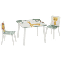 Qaba 3-Piece Kids Table & Chair Set for Boys & Girls Aged 3-8 - Green-3-piece set with table and 2 chairs
