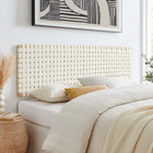 Modway Sparta Weave Wall-Mount Vegan Leather King Headboard - Natural Beige-Wood Frame