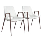 Zuo Desi Dining Chair - White/Walnut - Set of 2-Assembly required